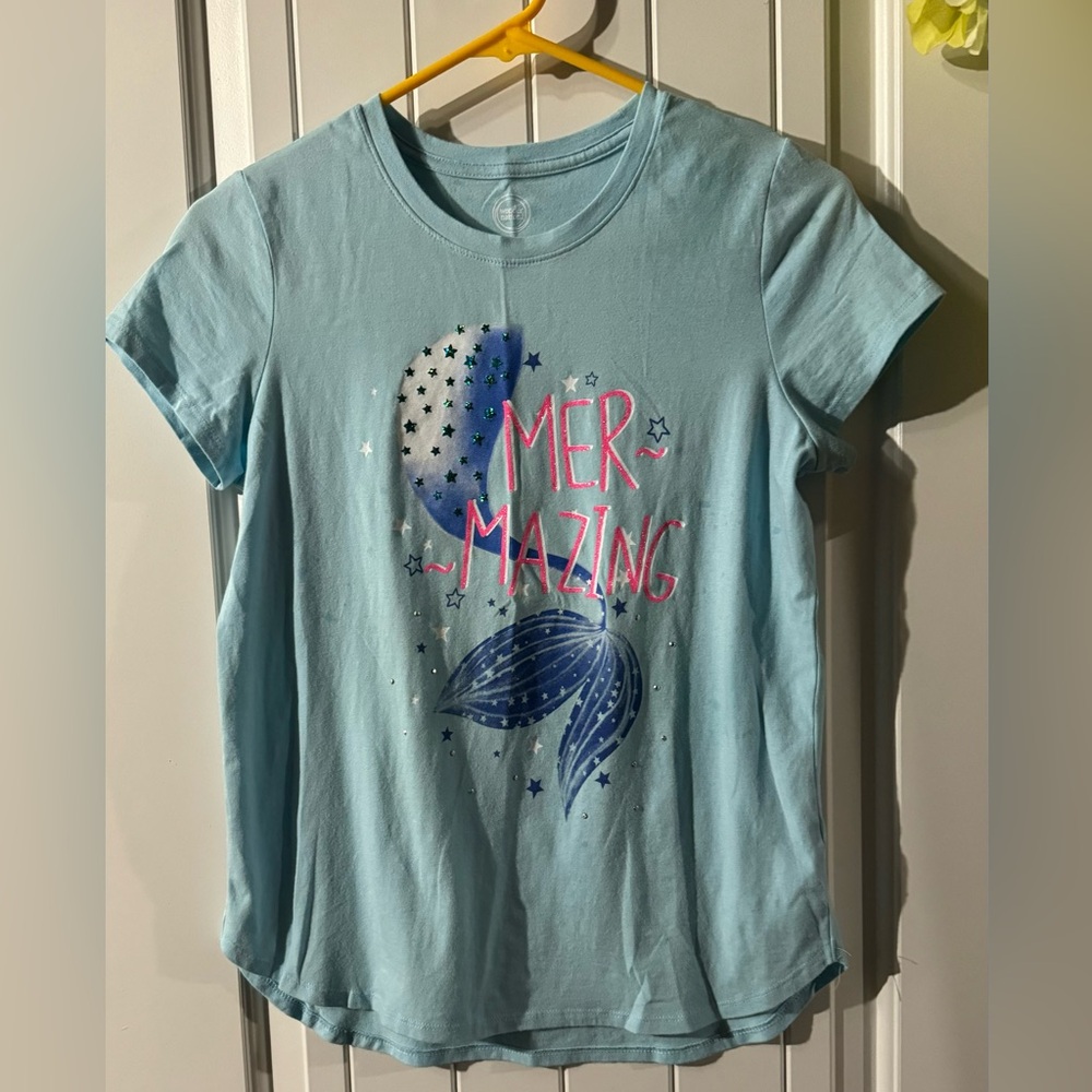 GIRLS—-Wonder Nation Lt. Green Top—Size XL-14/16- 95% Cotten/ 5% Spandex